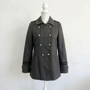 Indie Sleaze Military Peacoat Funnel Neck Napoleon Jacket